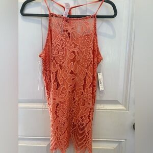No Boundaries Coral Lace Overlay Dress
